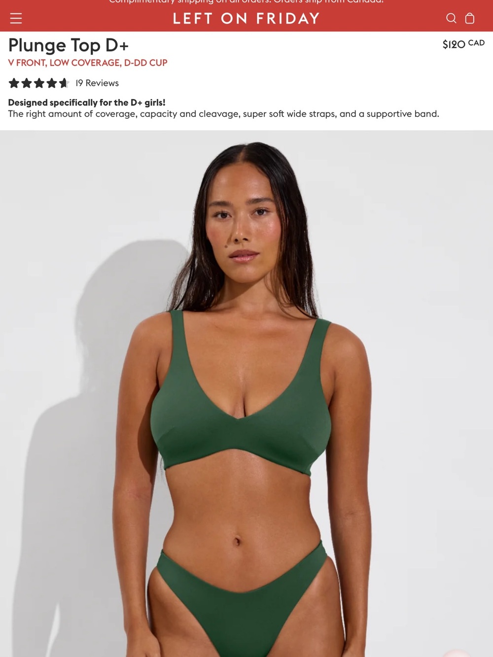 Left On Friday Green Plunge Top D+ NWT